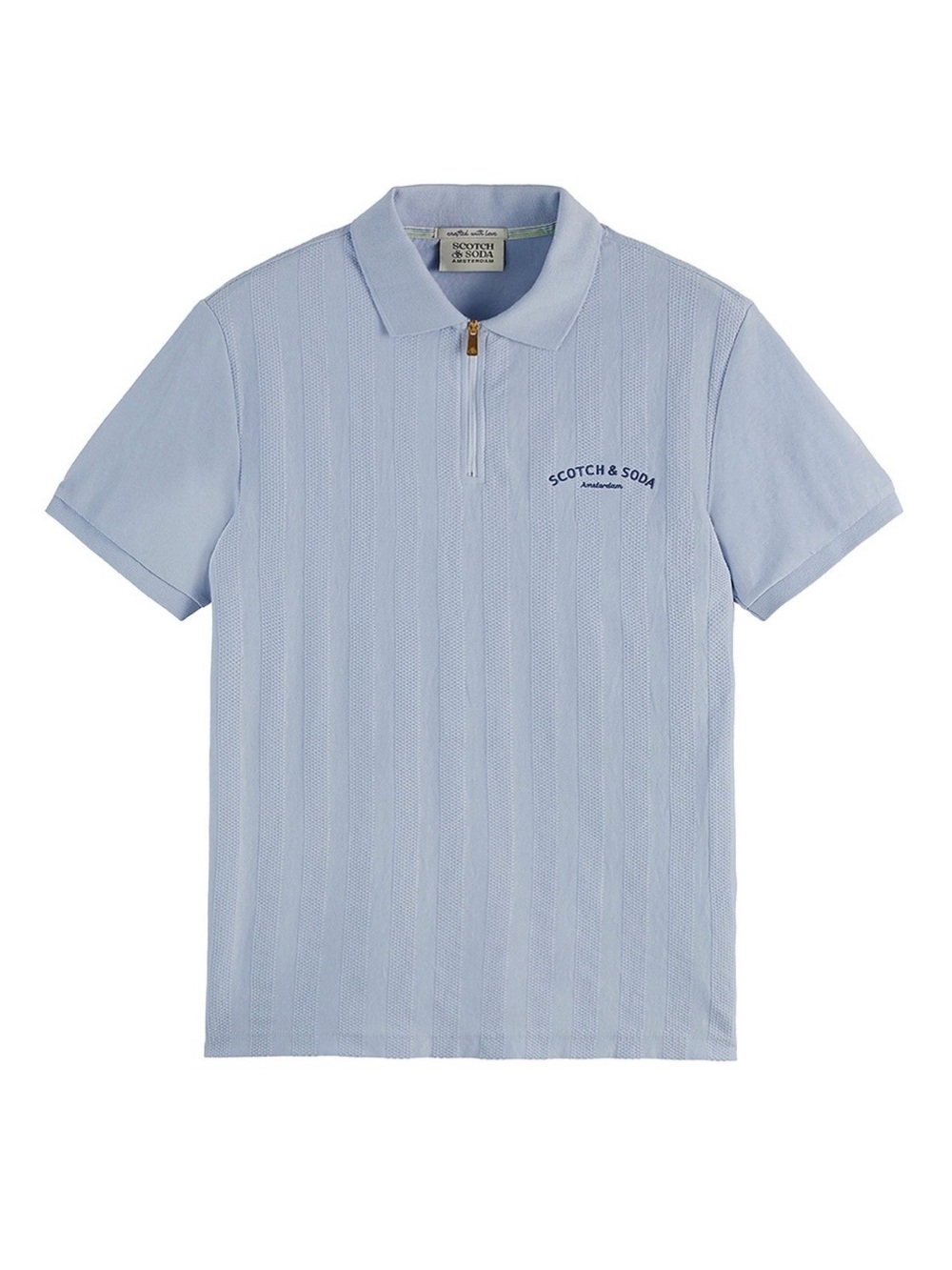 NWT Scotch & Soda Textured Blue Quarter Zip Polo M
